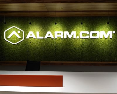 Alarm.com - Interior Logo Display on Living Wall