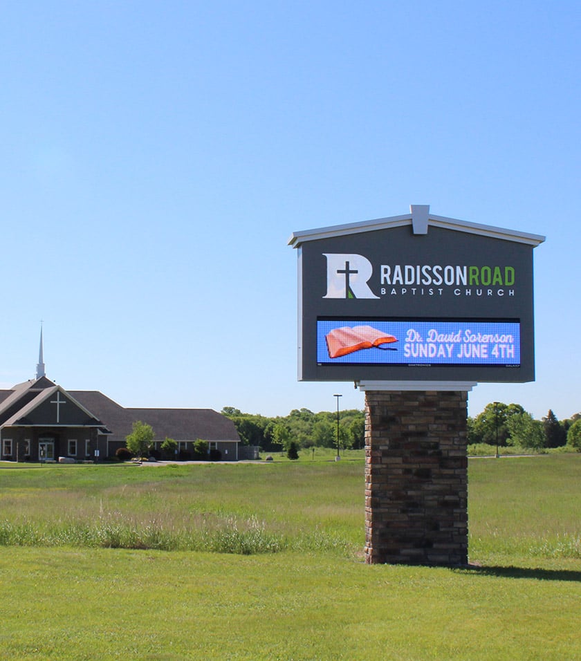 Radisson Road Baptist Church Pylon Signage outside of church