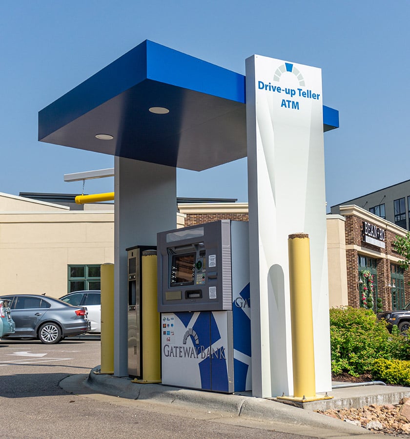 Drive-up Teller ATM Gateway Bank signage