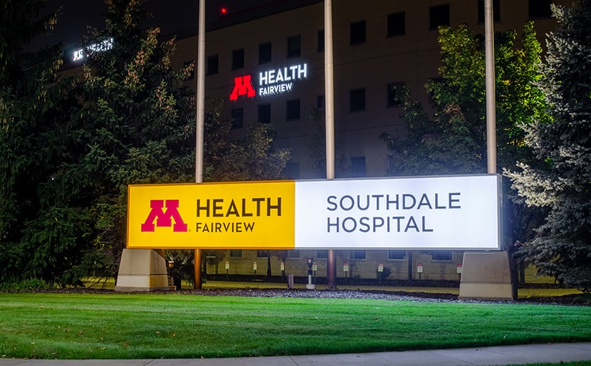 Healthcare - Monument Sign - M Health Fairview Southdale Hospital