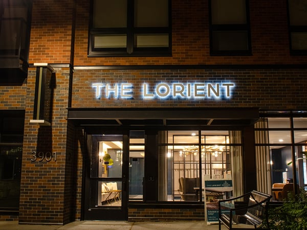 Residential Mixed Use - LED Halo Letters - The Lorient 1200x900