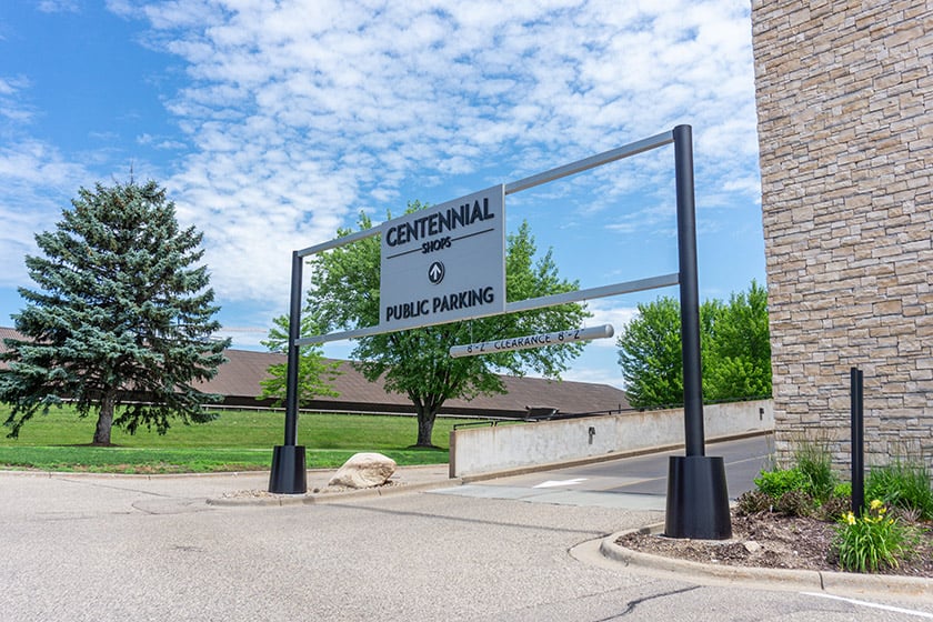 Centennial Shops Parking Ramp Sign