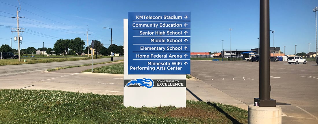 School - Directional Sign 2 - Kasson Mantorville 1100x430