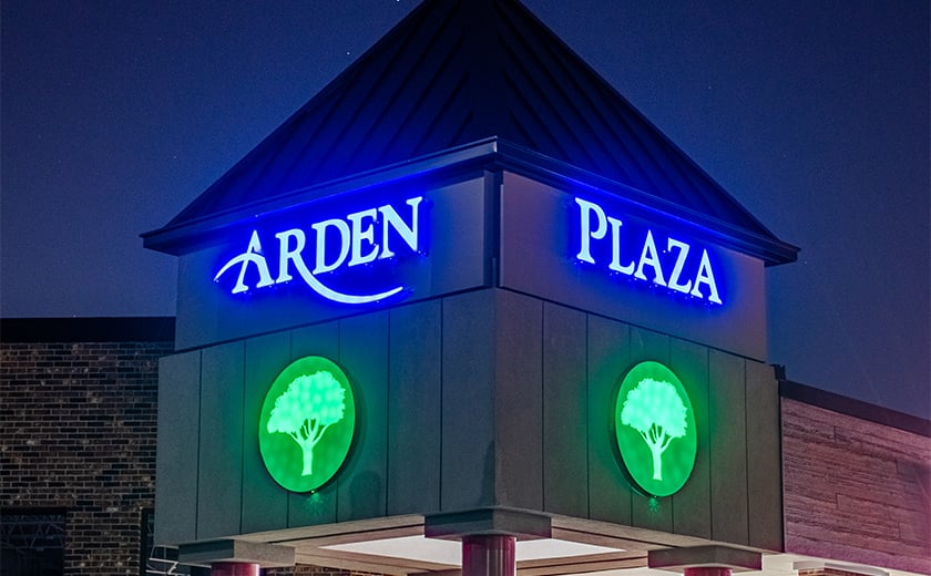 Arden Plaza Retail illuminated exterior signage