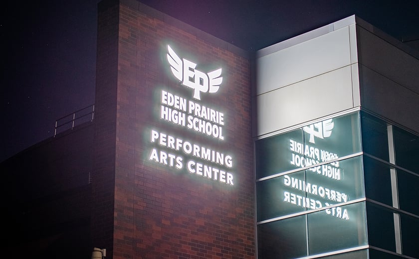 Eden Prairie High School Performing Arts Center Lighted Sign