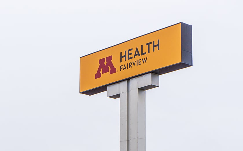 Minnesota Health Fairview Pylon sign against the sky 