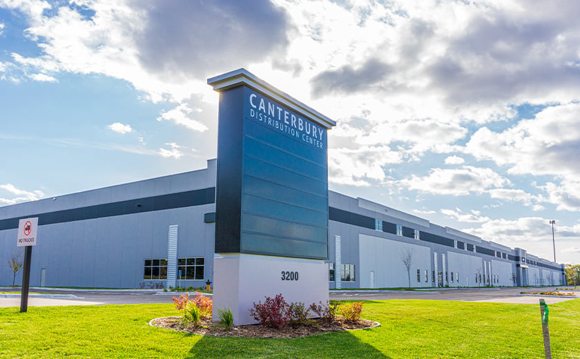 Canterbury Distribution Center monument sign outside of building 