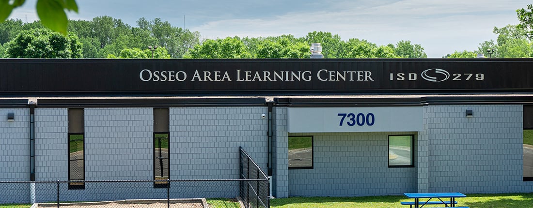 Osseo Area Learning Center Building exterior signage