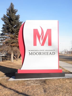 Minnesota State University monument sign manufactured by Minneapolis sign company, Spectrum Sign Systems.