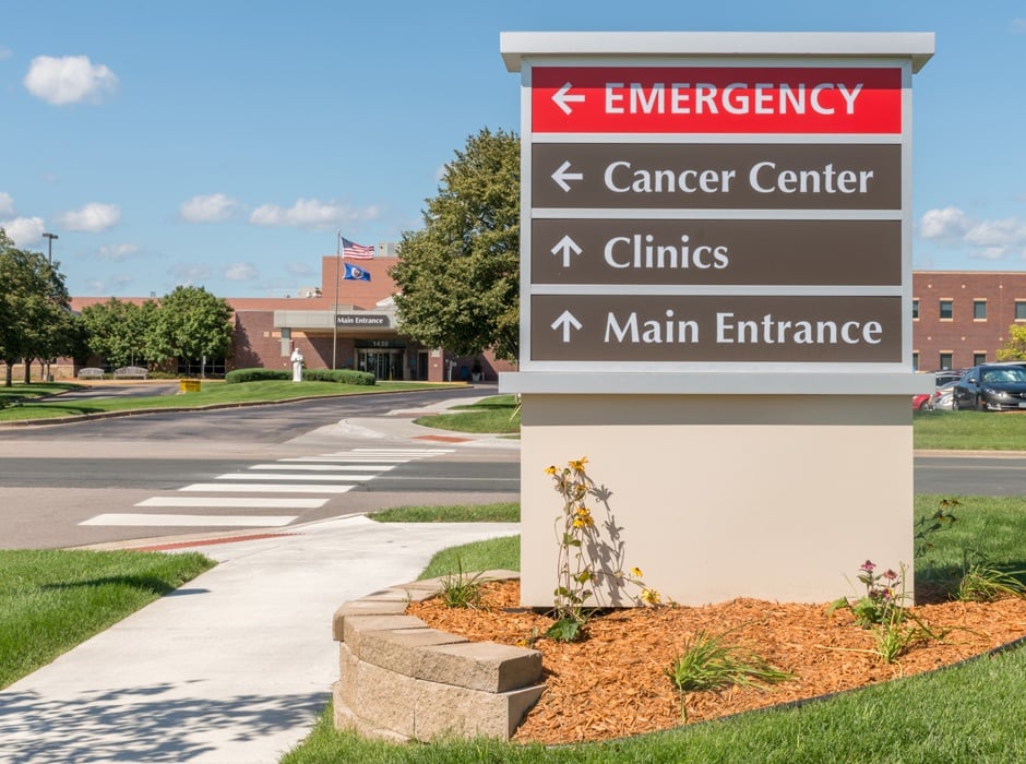 Example of a monument sign for a hospital and medical center